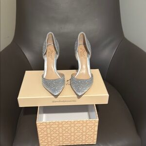 Jewel Badgley Mischka Silver Stiletto Heels